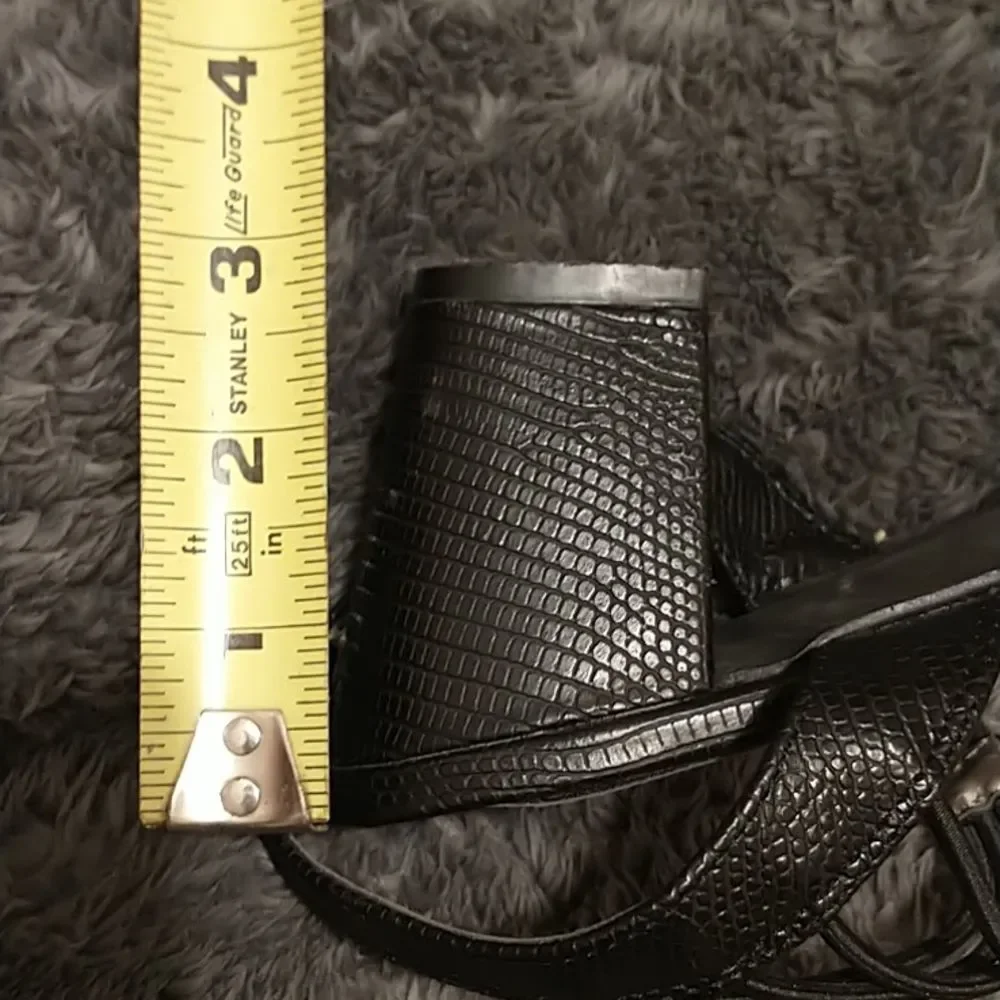 Angel Steps Black Textured Peep Toe Sandals! - Picture 13 of 13